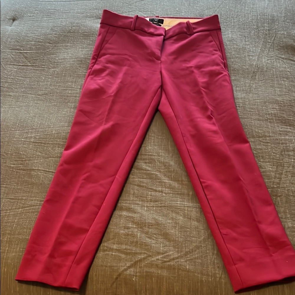 J. Crew Red Straight Leg Pants with Smooth Fabric